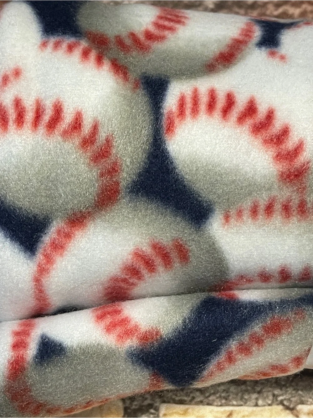 Fleece Fabric Remnant Baseball Print 59